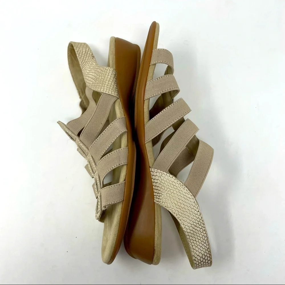 Munro Snakeskin-Look Leather & Elastic Sandals | Size 7.5